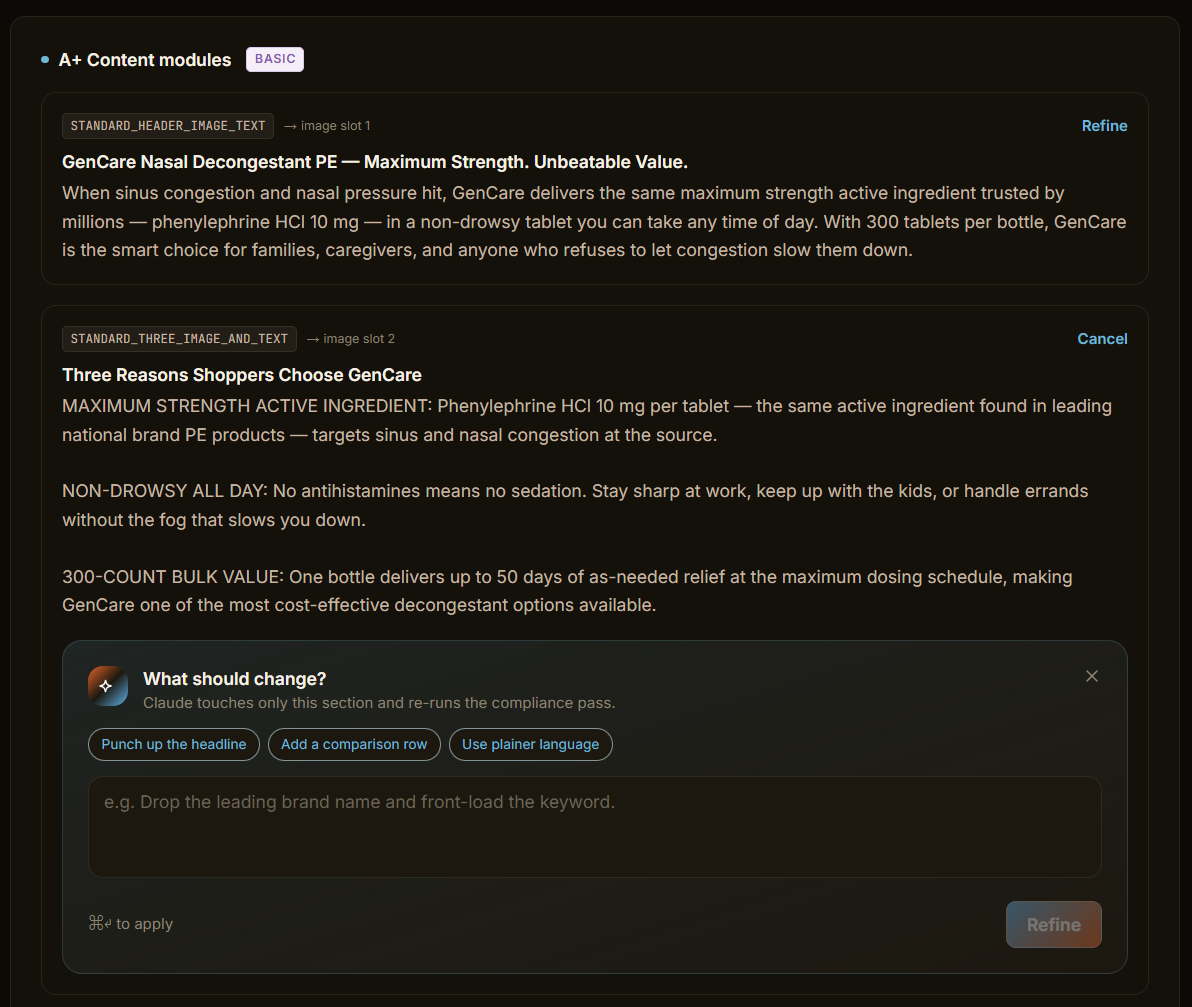 A+ Content Listing Builder in SellerForge