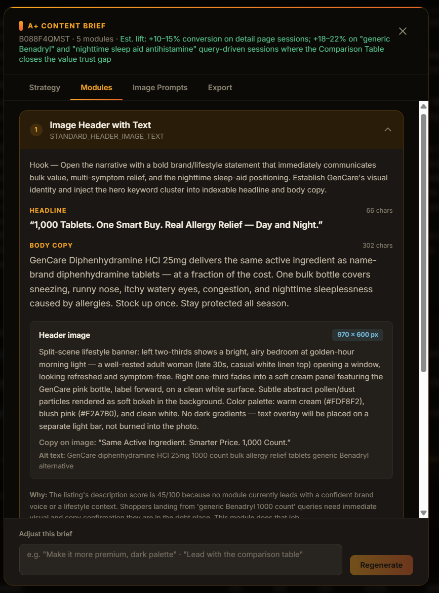 Listing audit — A+ content brief, part 1